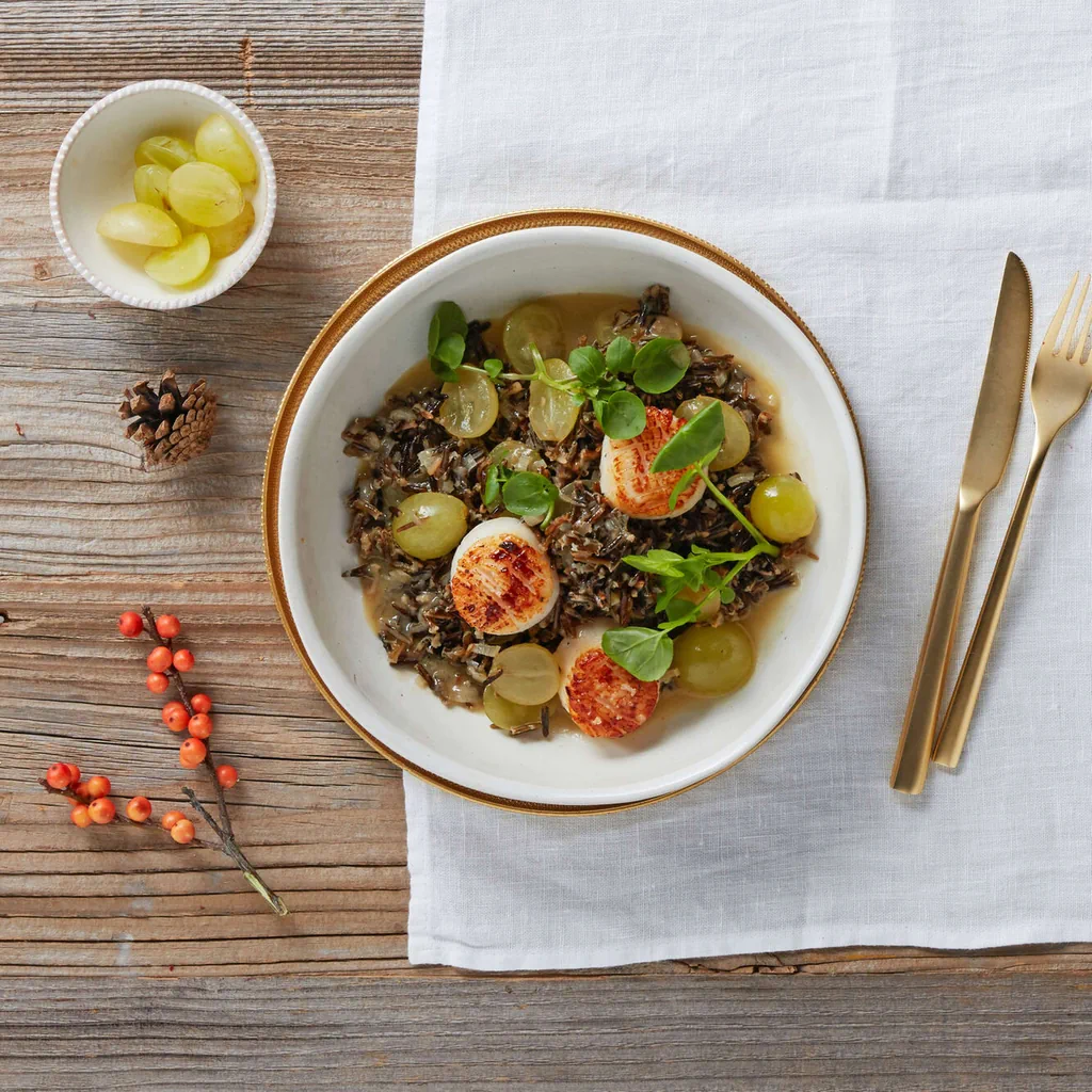 Risotto all'uva con capesante