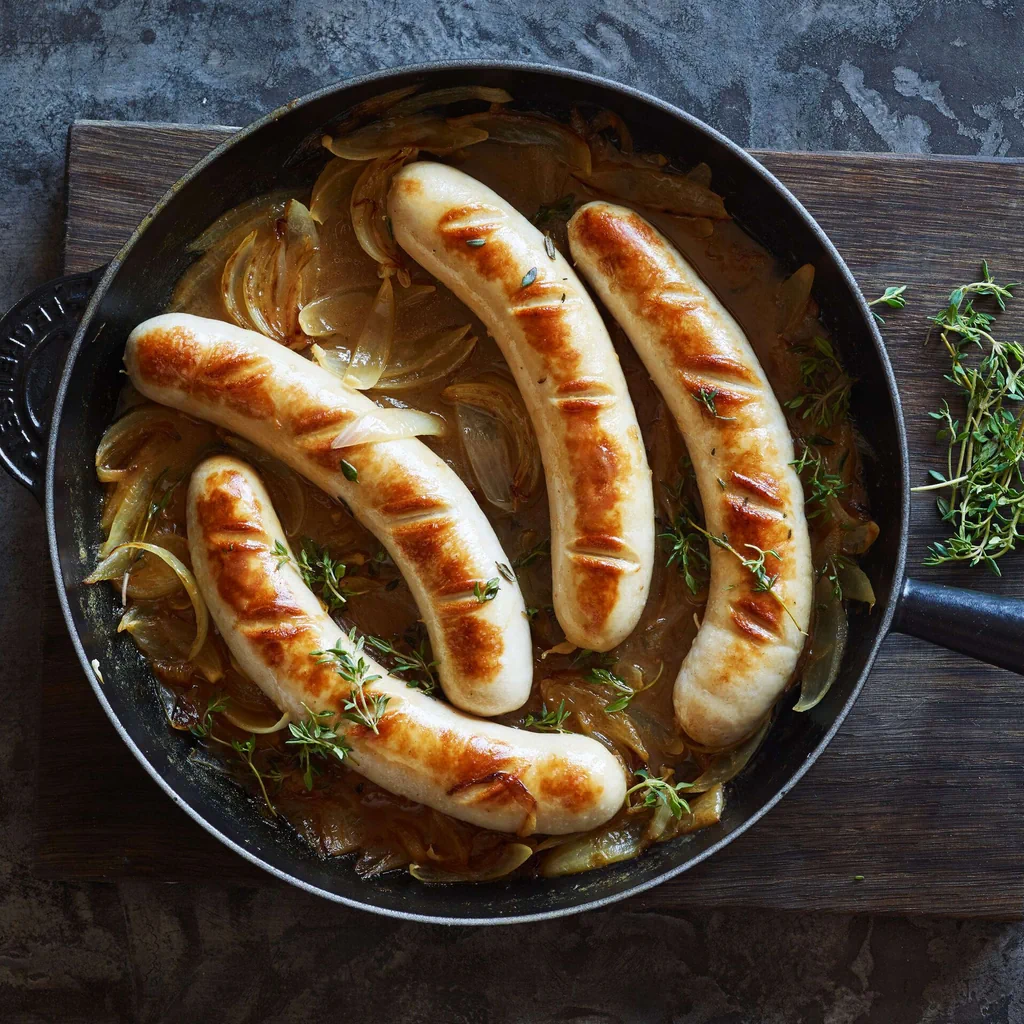 Bratwurst con salsa alle cipolle