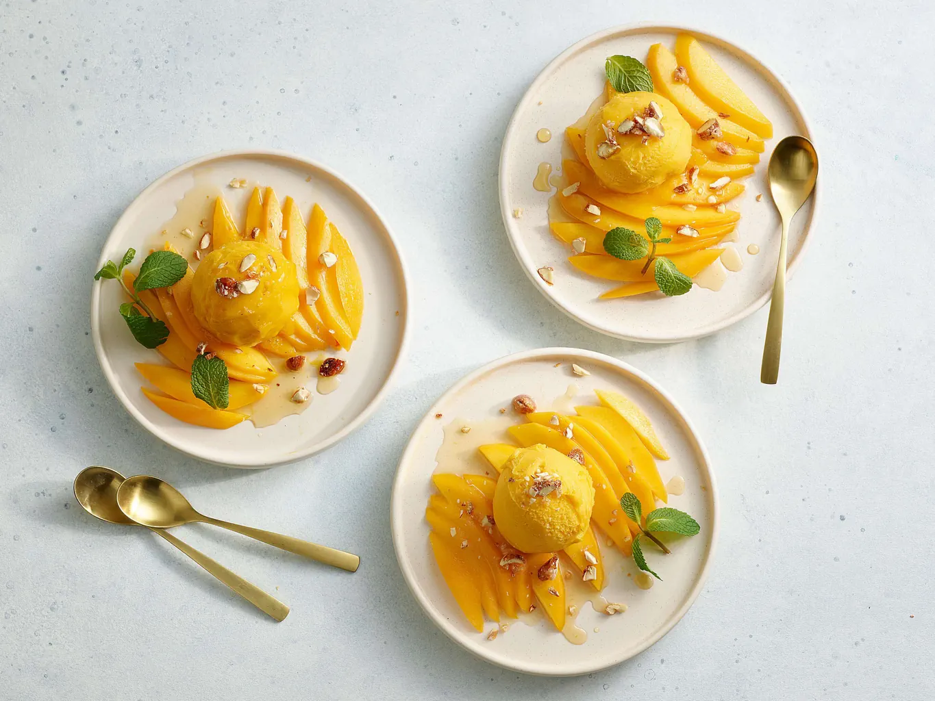 Mangosorbet mit Mangosalat