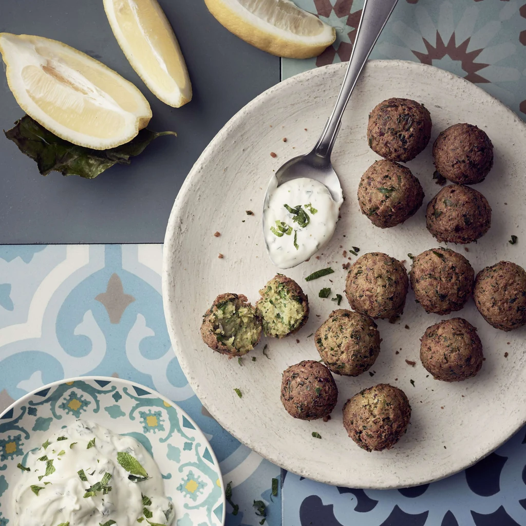 Falafel con crème fraîche alla menta