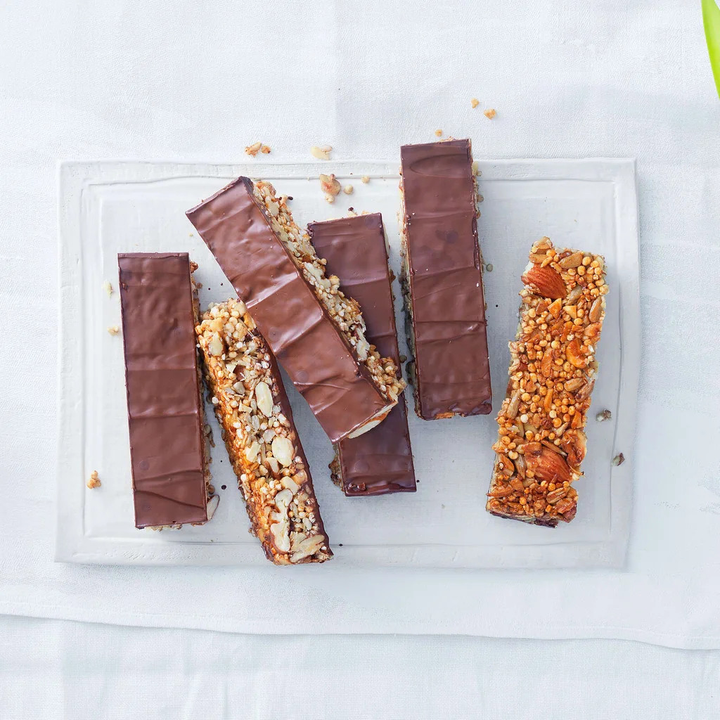 Barres au müesli nappées de chocolat