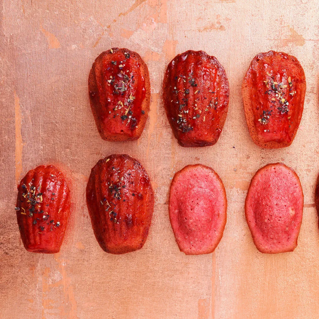 Madeleines mit Erdbeer-Rhabarberkonfitüre