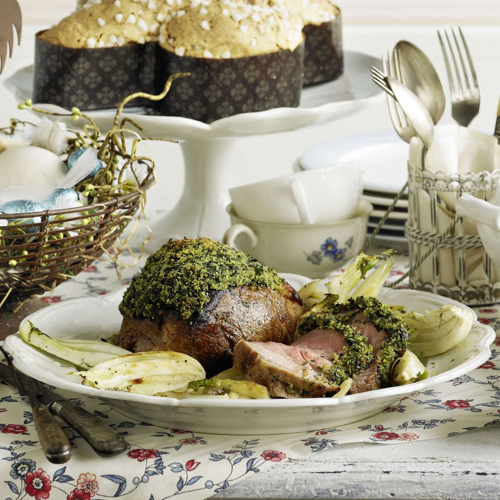 Kalbsbraten mit Minzekruste