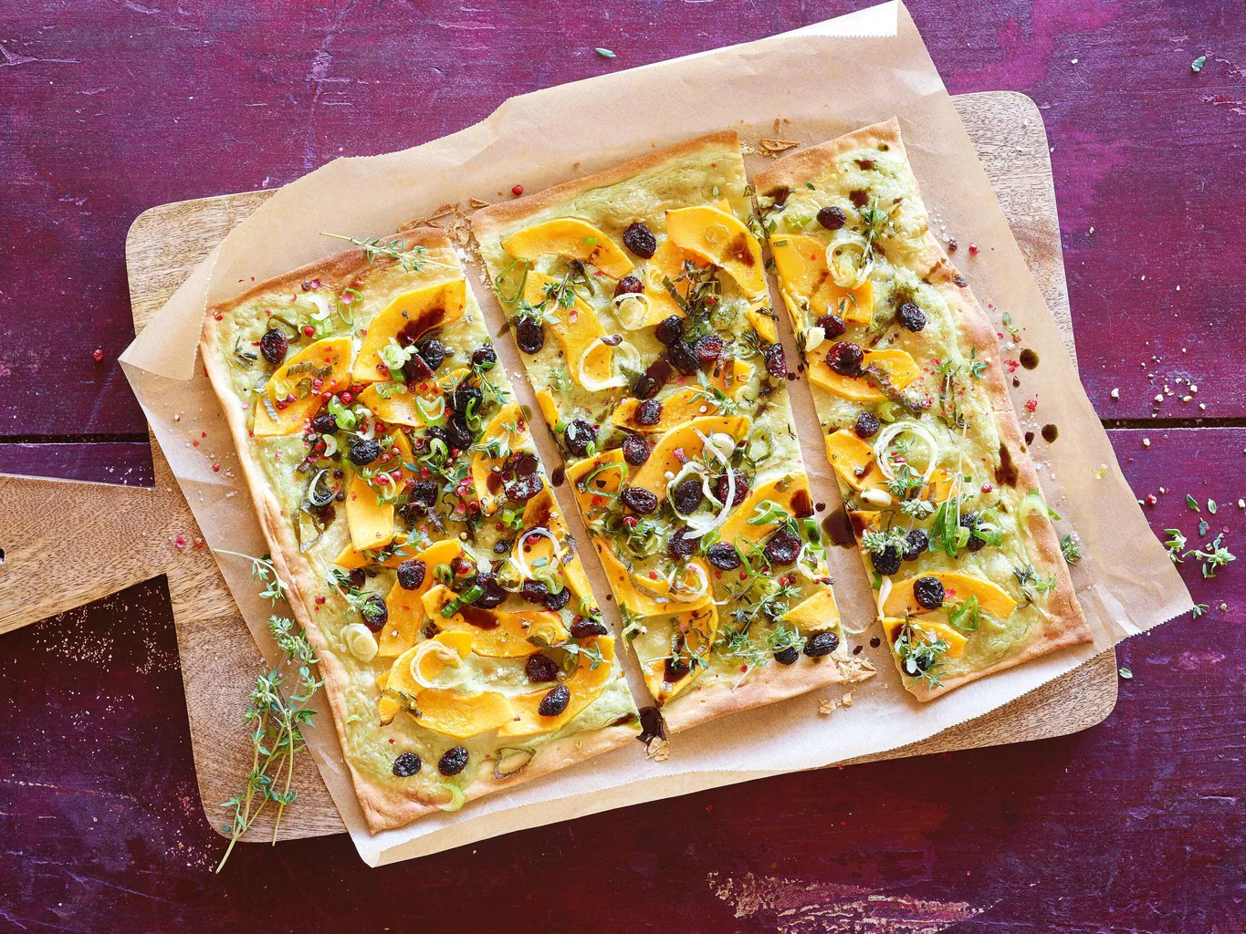 Focaccia alsaziana con zucca e cranberry