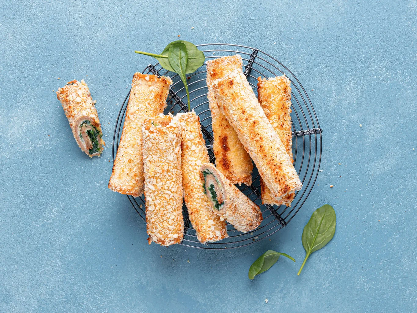 Toast rolls au fromage et aux épinards
