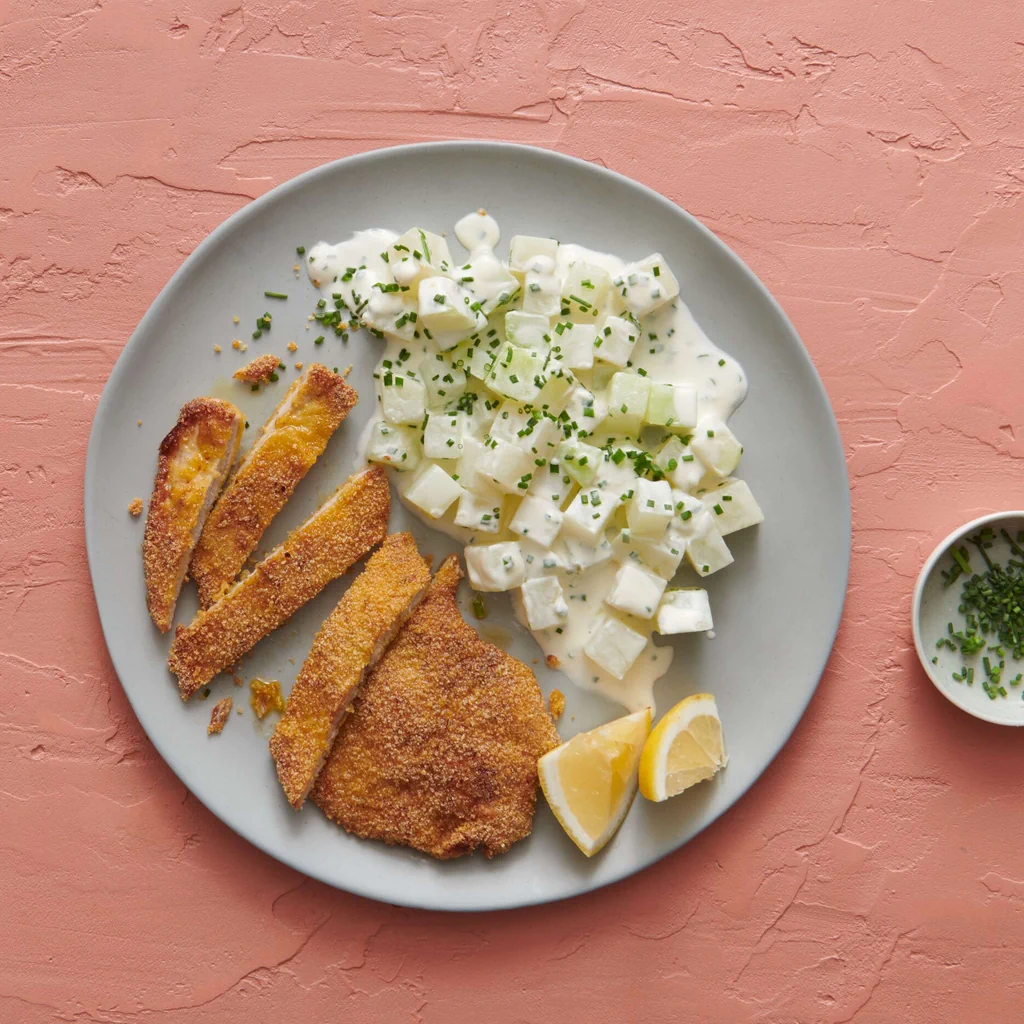 Escalope panée avec chou-rave 
