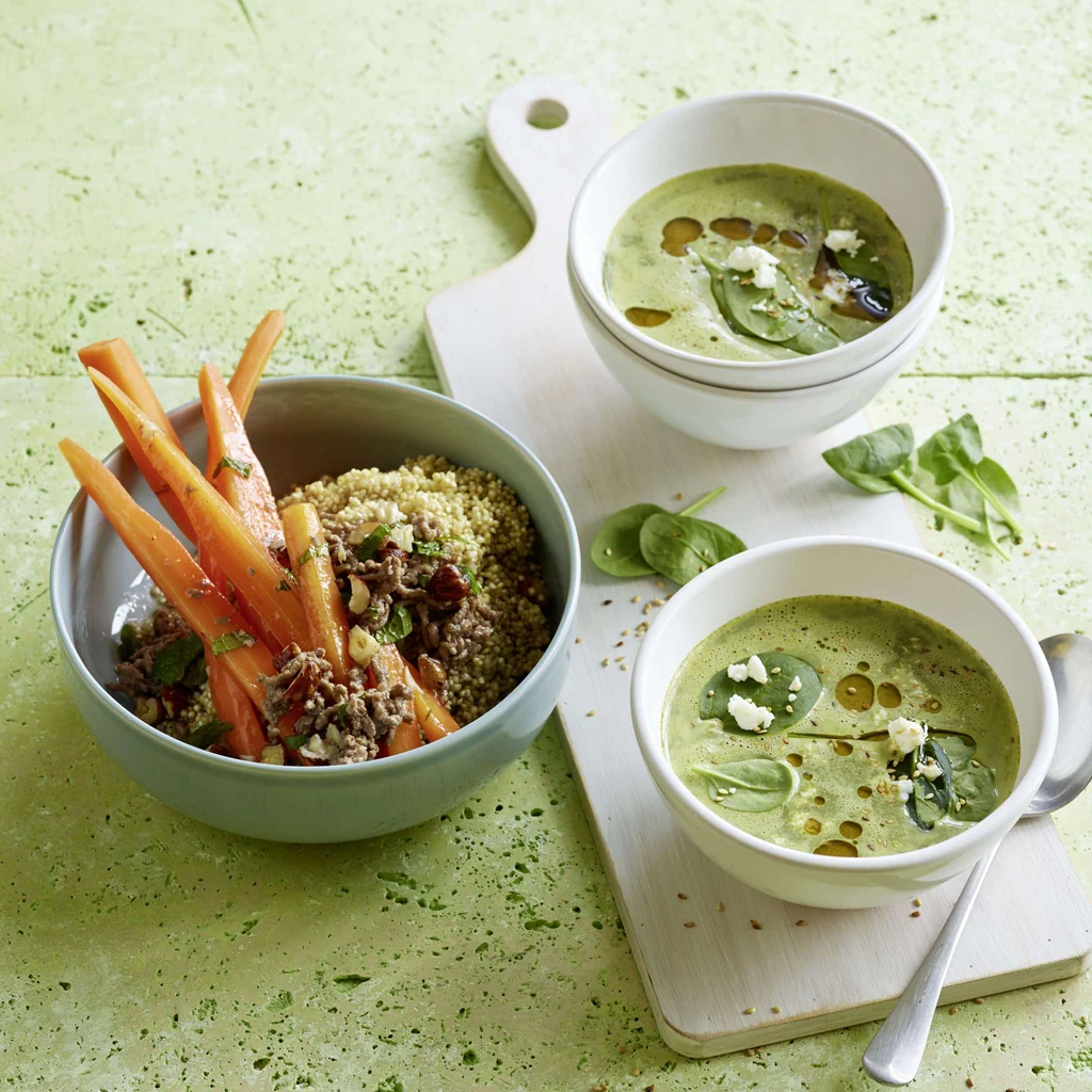 Spinatcremesuppe mit Feta