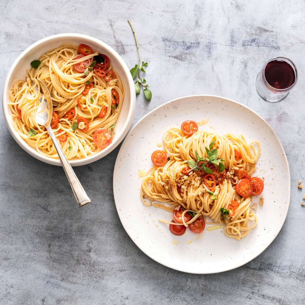 Spaghetti con pomodori cherry