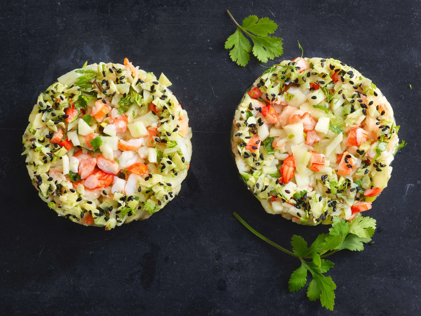 Tartare di finocchi e gamberetti con wasabi