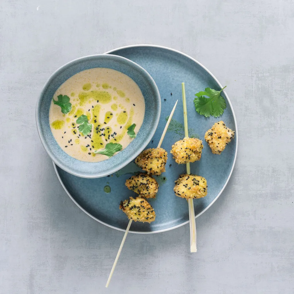 Tom Kha Gai mit Poulet in Panko-Sesam-Mantel