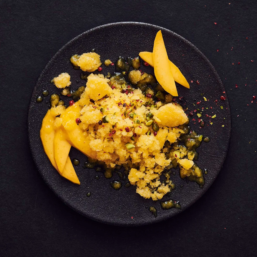 Mango-Prosecco-Granita mit Safran