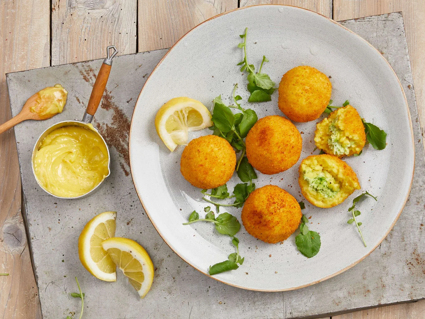 Arancini alla crema di piselli