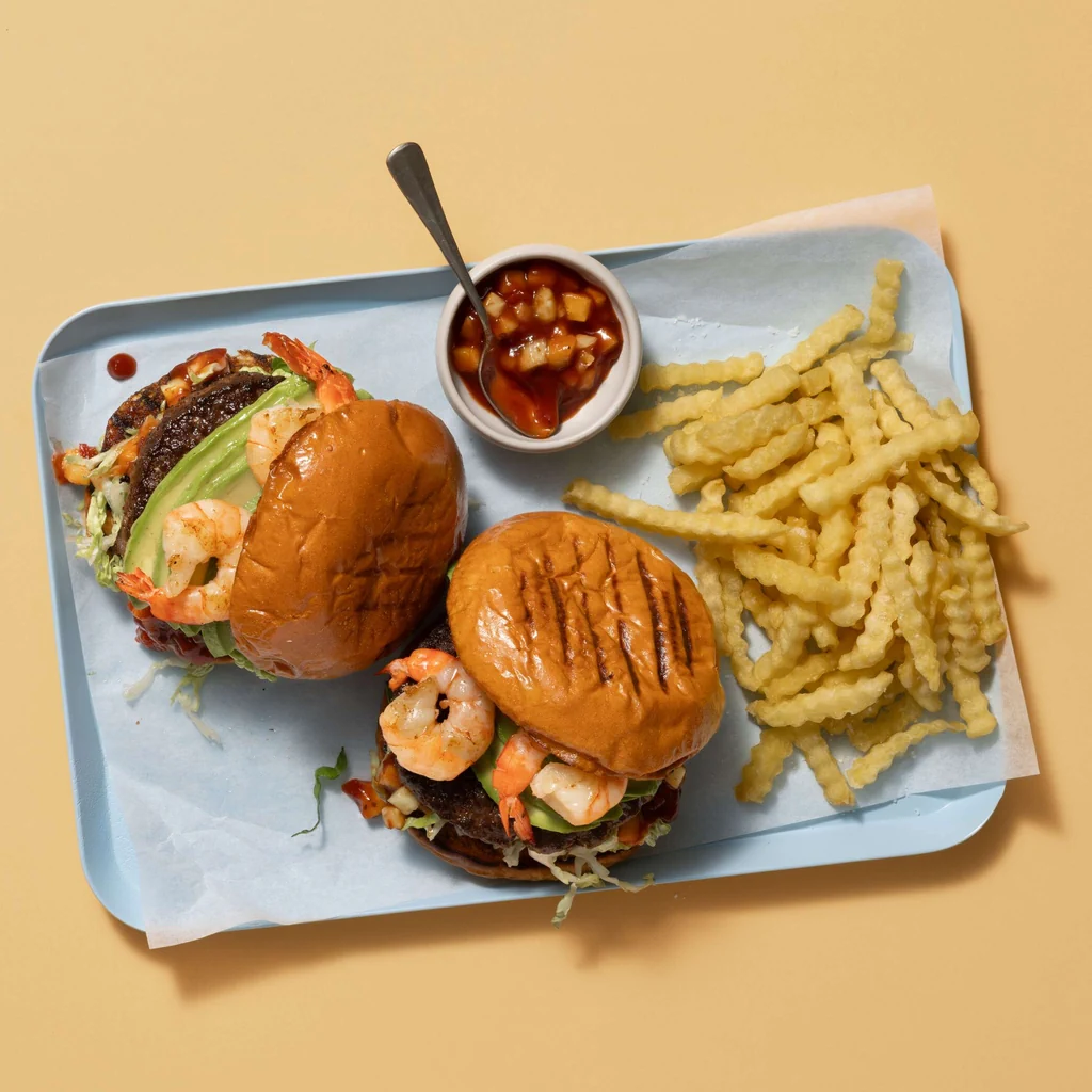 Burger surf and turf