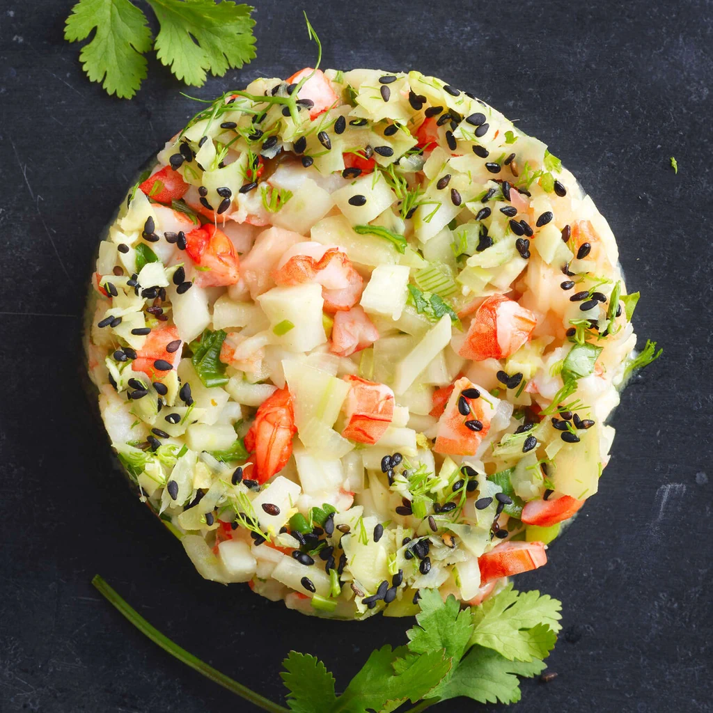 Fenchel-Crevetten-Tatar mit Wasabi