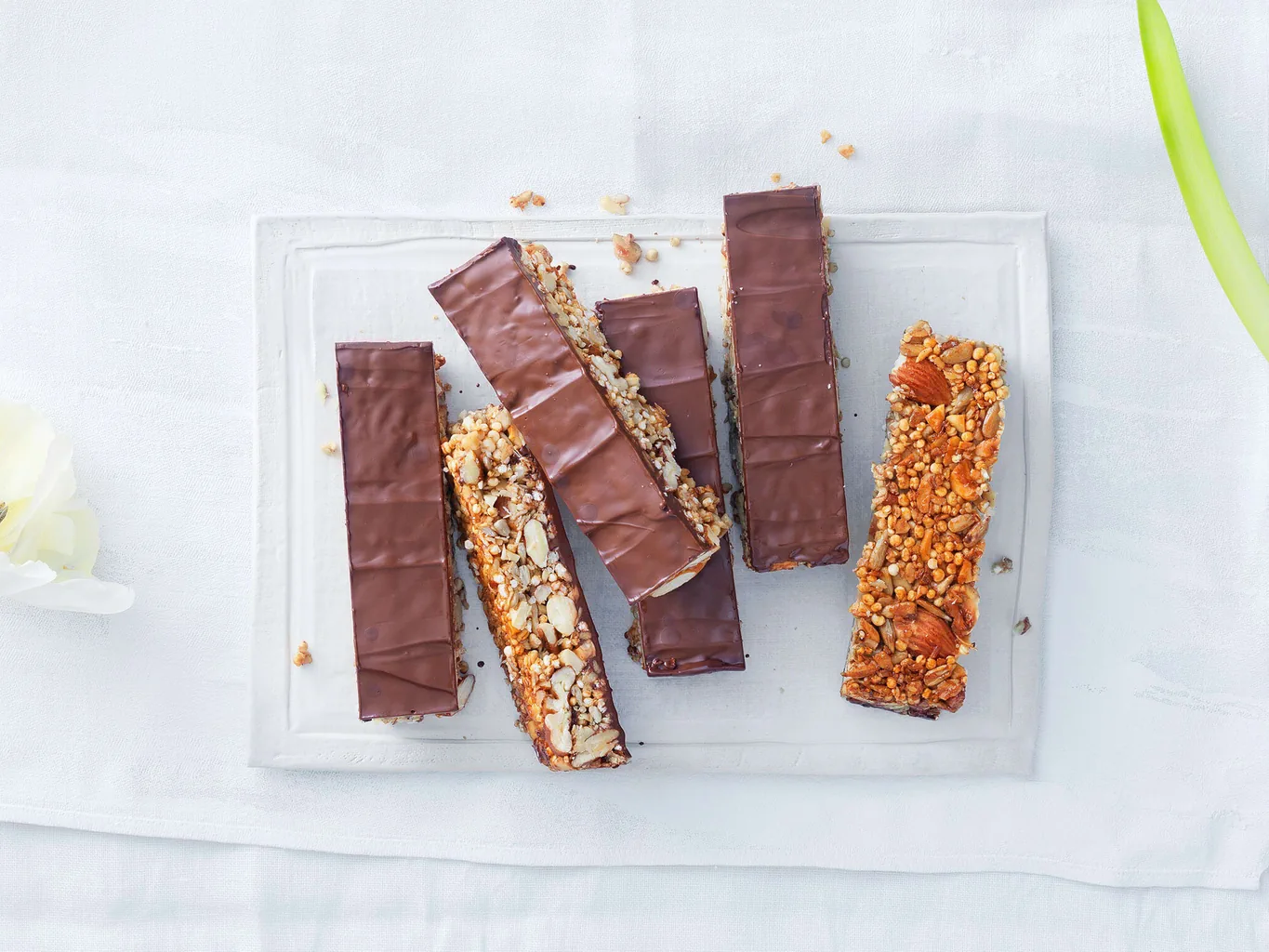 Barres au müesli nappées de chocolat