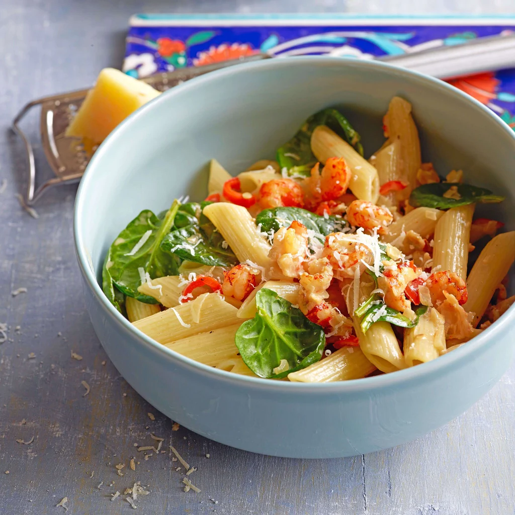 Pasta mit Krebs-Rahm-Sauce