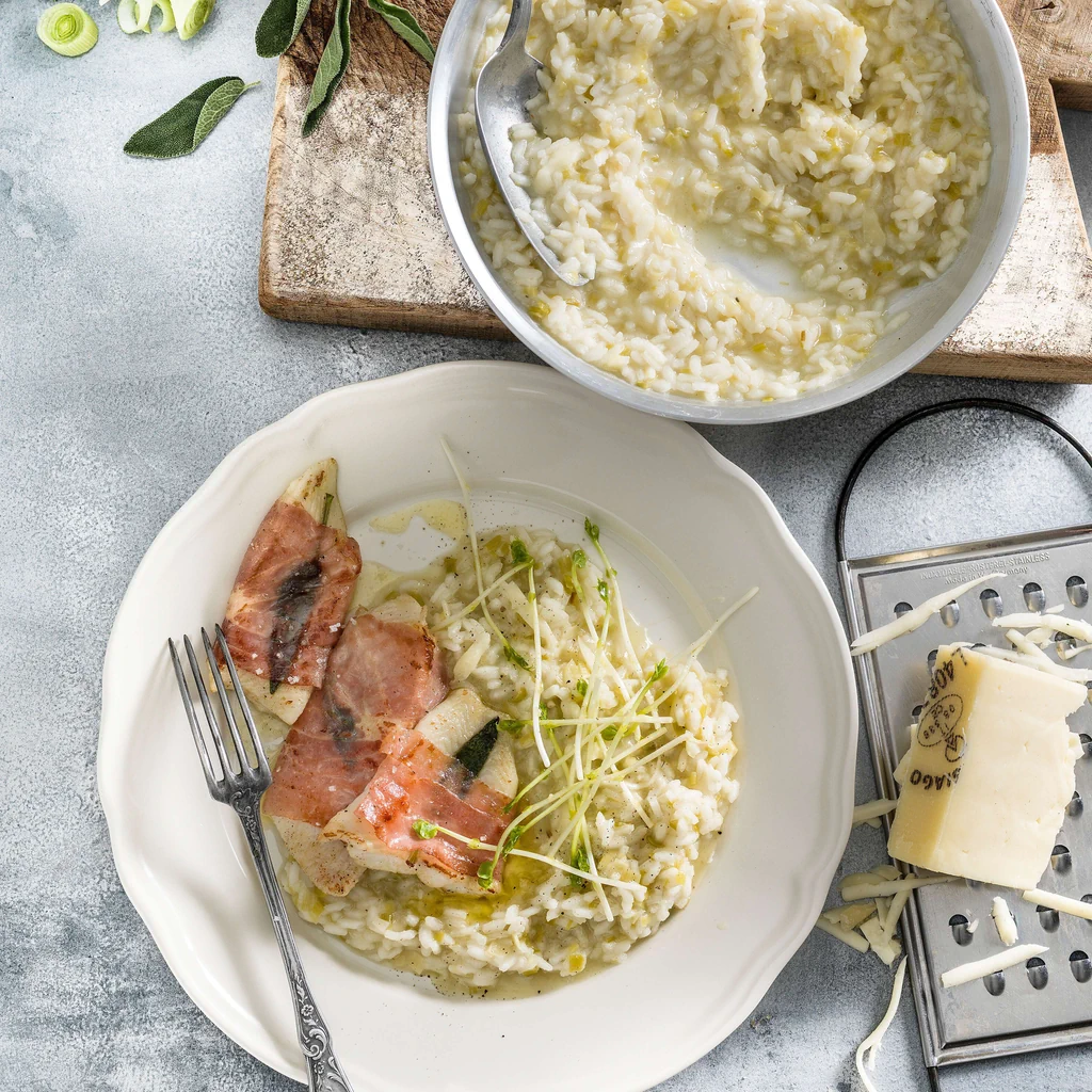 Risotto avec saltimbocca de carrelet