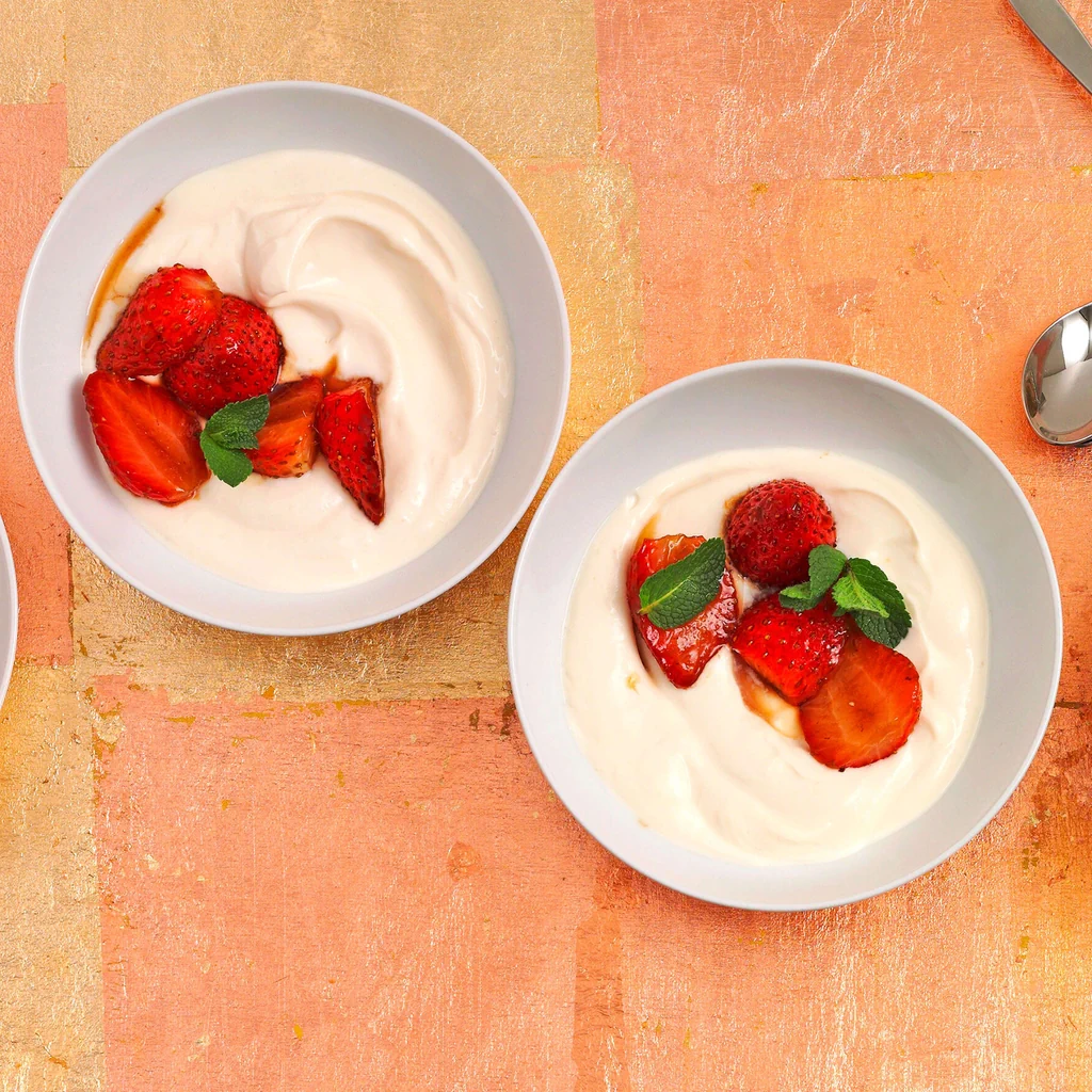 Fraises rôties avec ricotta