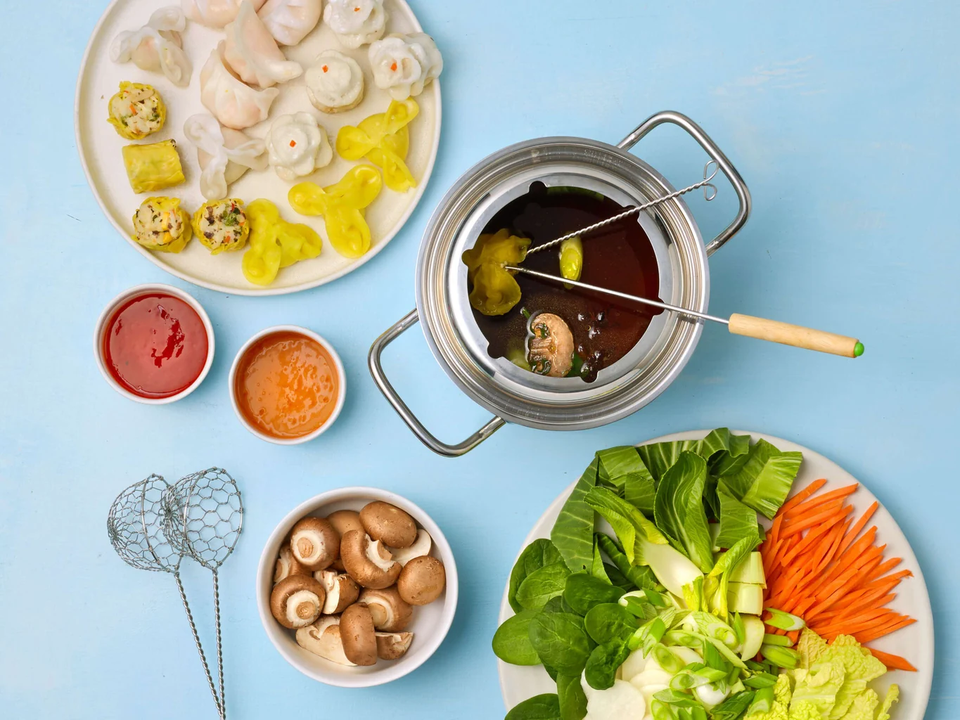 Fondue chinoise aux dumplings
