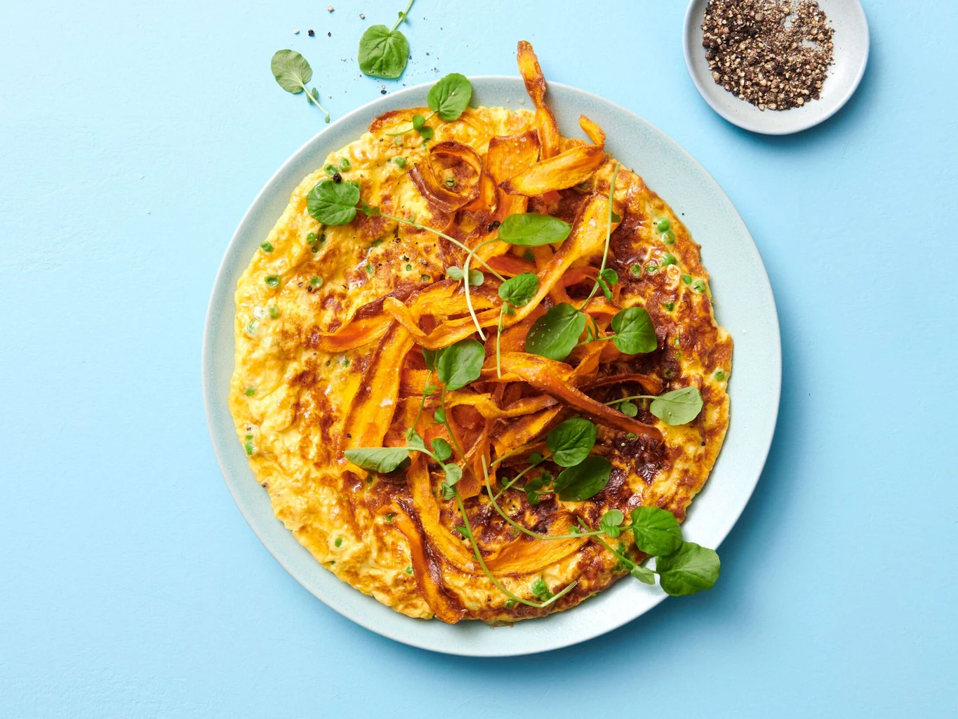Omelette avec chips de carotte