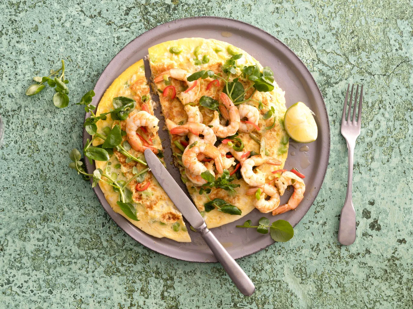 Crevetten auf Reis-Frittata