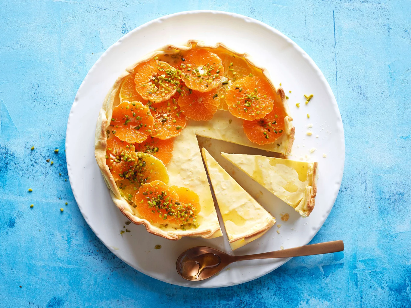 Tarte aux mandarines avec miel aux épices