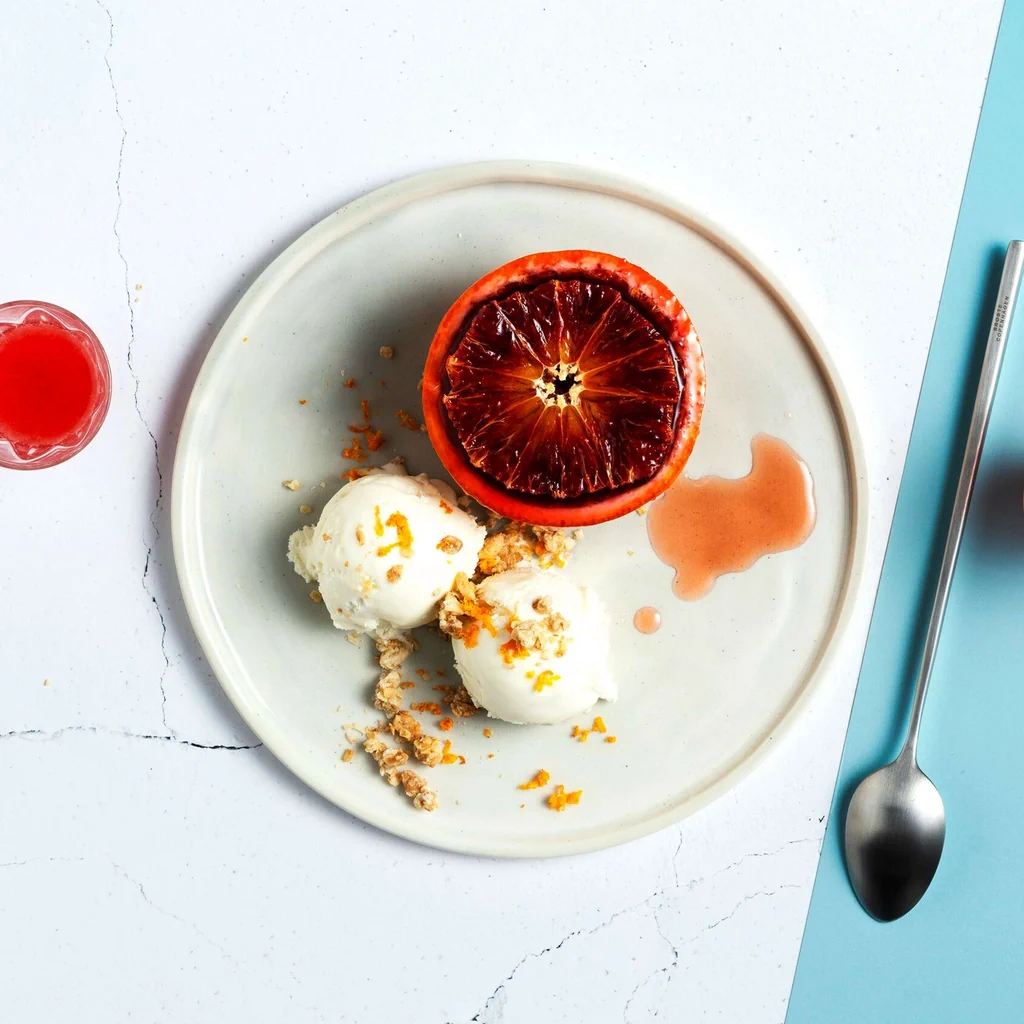 Arancia al forno con gelato