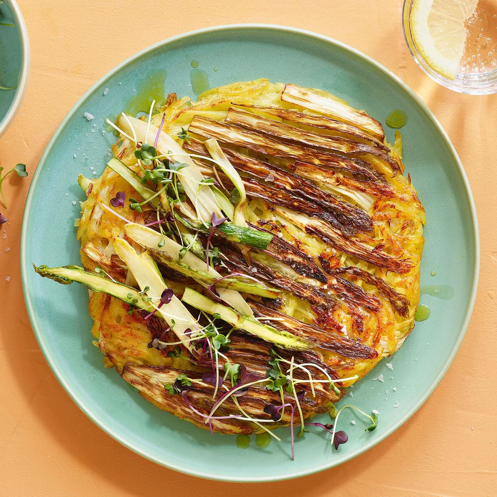Rösti con striscioline di asparagi