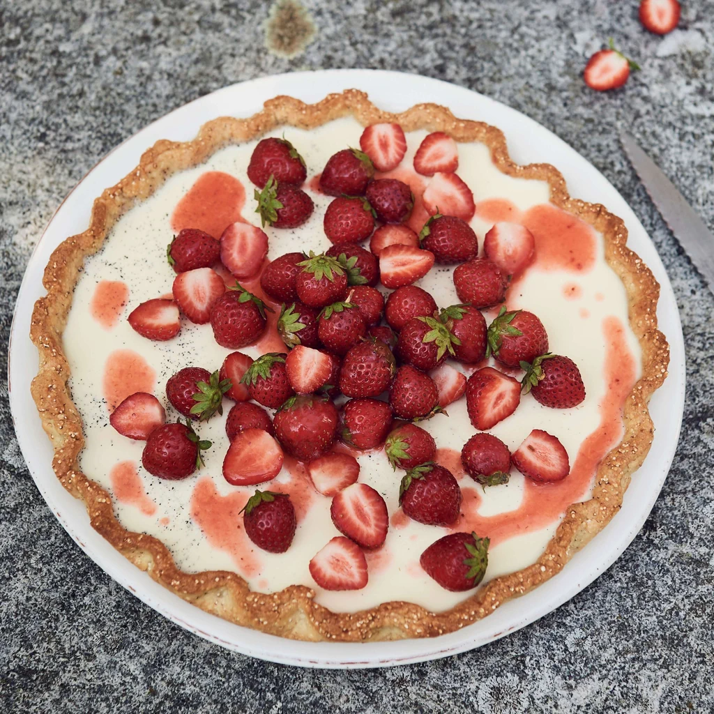 Panna-cotta-Tarte mit Erdbeeren