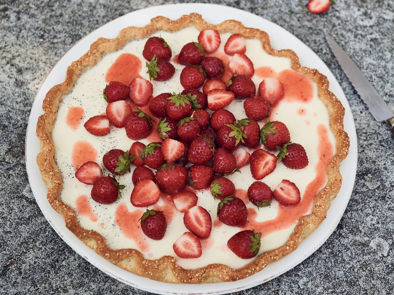 Panna-cotta-Tarte mit Erdbeeren
