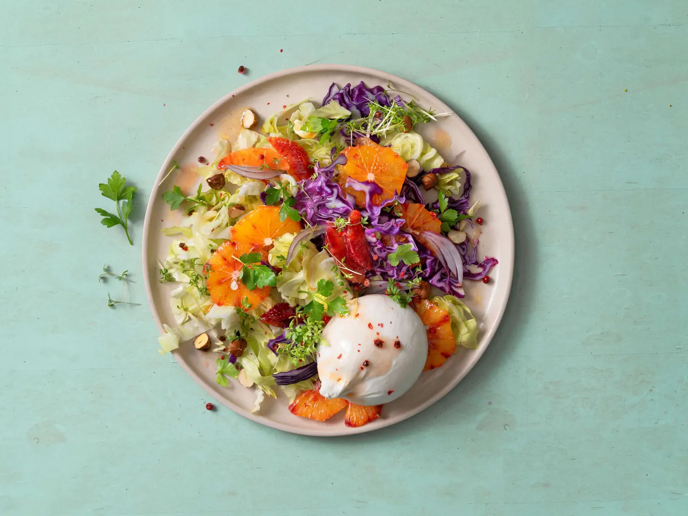 Blutorangensalat mit Burrata
