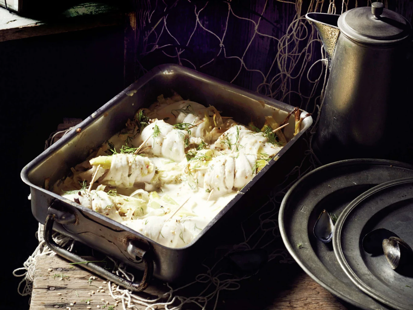 Goldbutt-Involtini mit Lauch