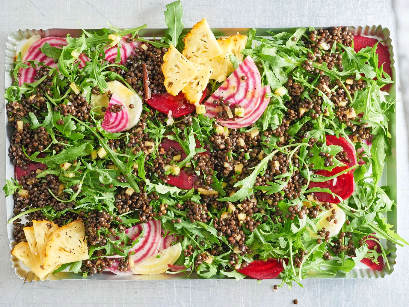 Salade de lentilles avec vinaigrette à l'ananas