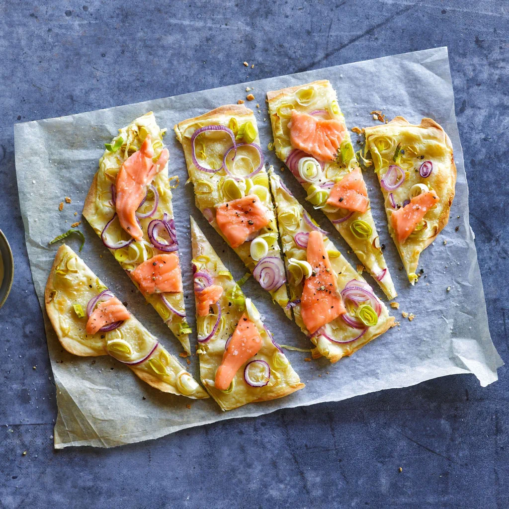 Tarte flambée au saumon