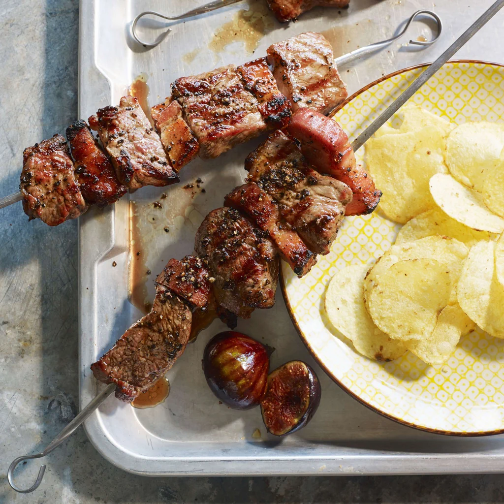 Entrecôte-Speck-Spiess mit Kaffeemarinade