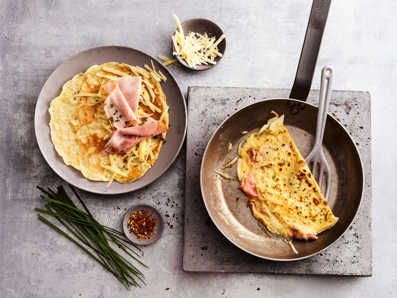 Käse-Schinken-Omeletten