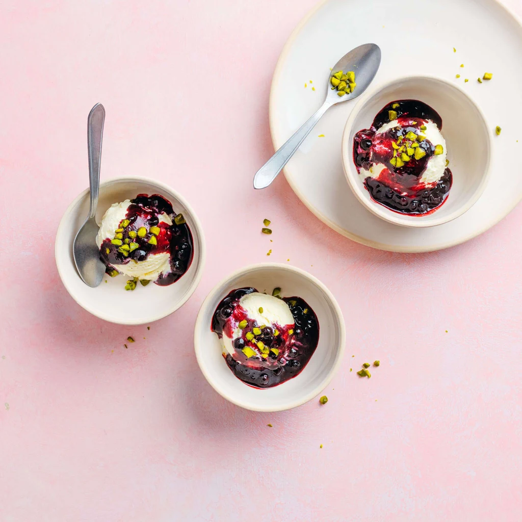 Myrtilles chaudes avec glace 
