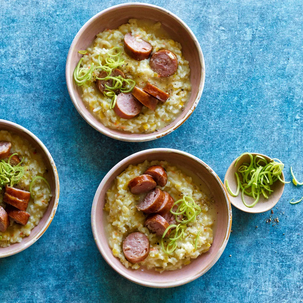 Risotto ai porri con saucisson