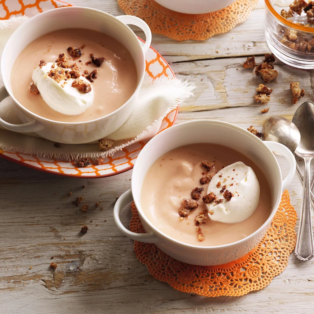 Crema d’arance sanguigne con croccantino di leckerli