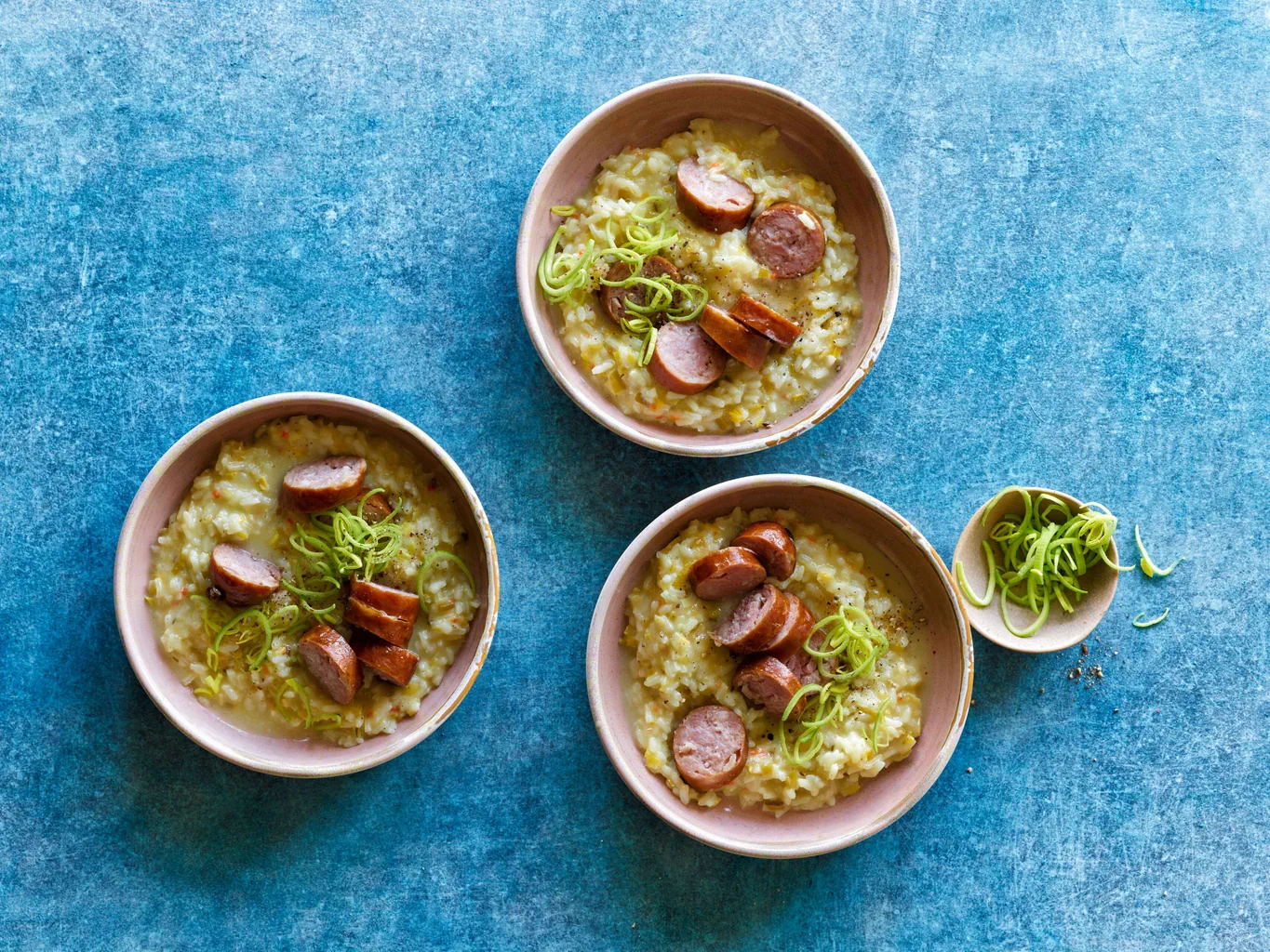 Risotto au poireau et saucisson