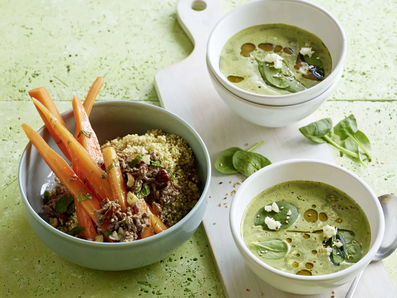 Spinatcremesuppe mit Feta