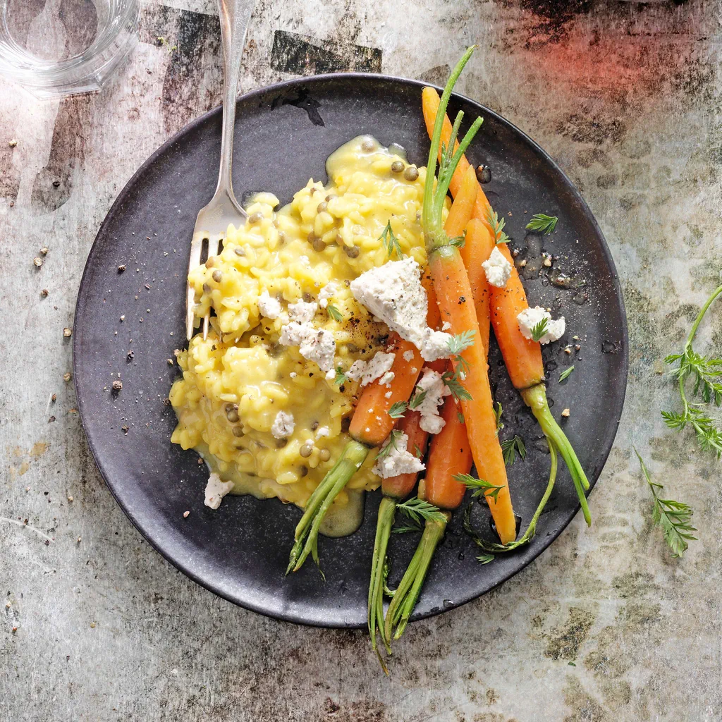Safran-Linsen-Risotto mit Karotten