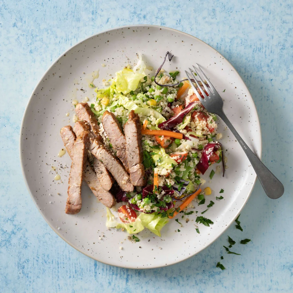 Steak de porc sur couscous
