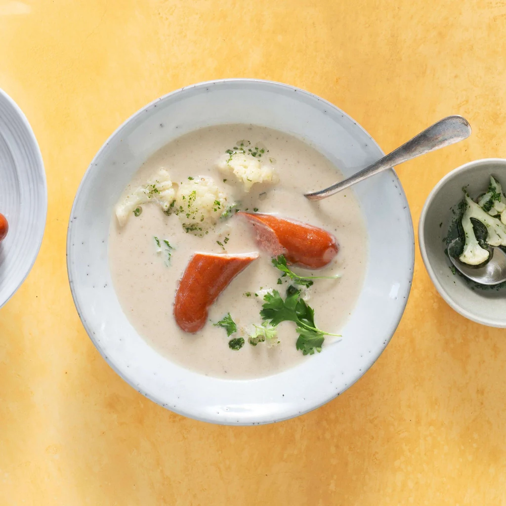 Blumenkohlsuppe mit Würstchen