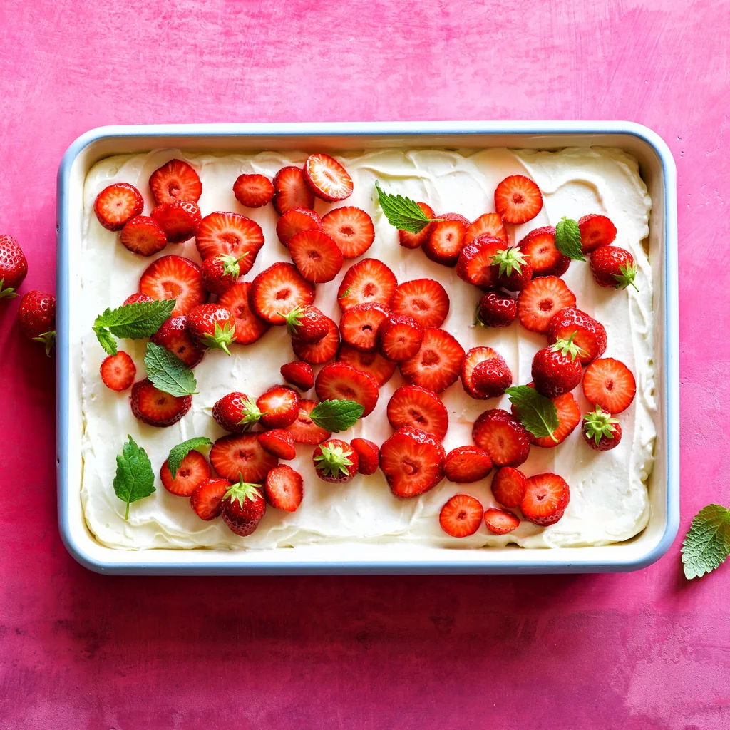 Tiramisù aux fraises et à la rhubarbe