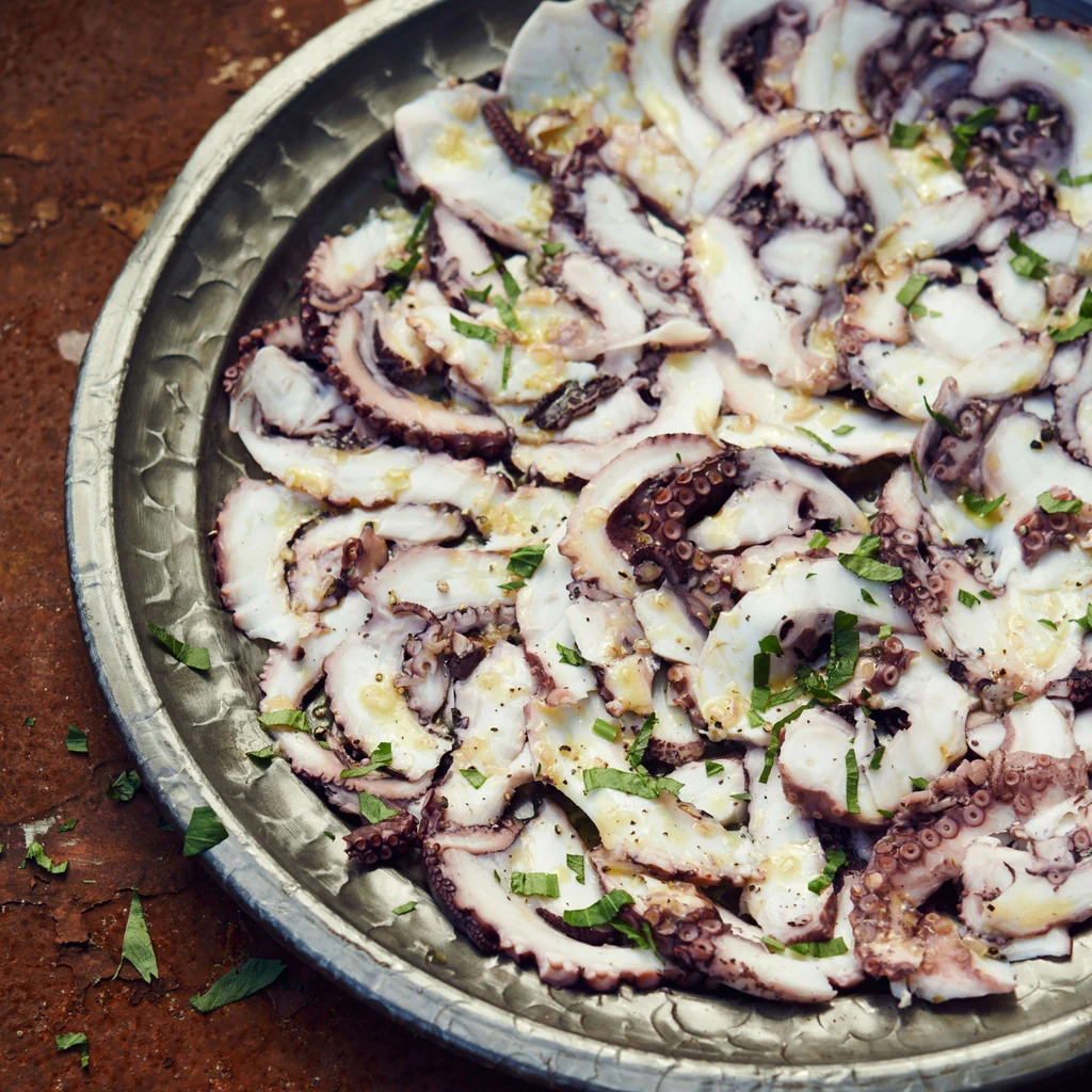Carpaccio de poulpe et vinaigrette