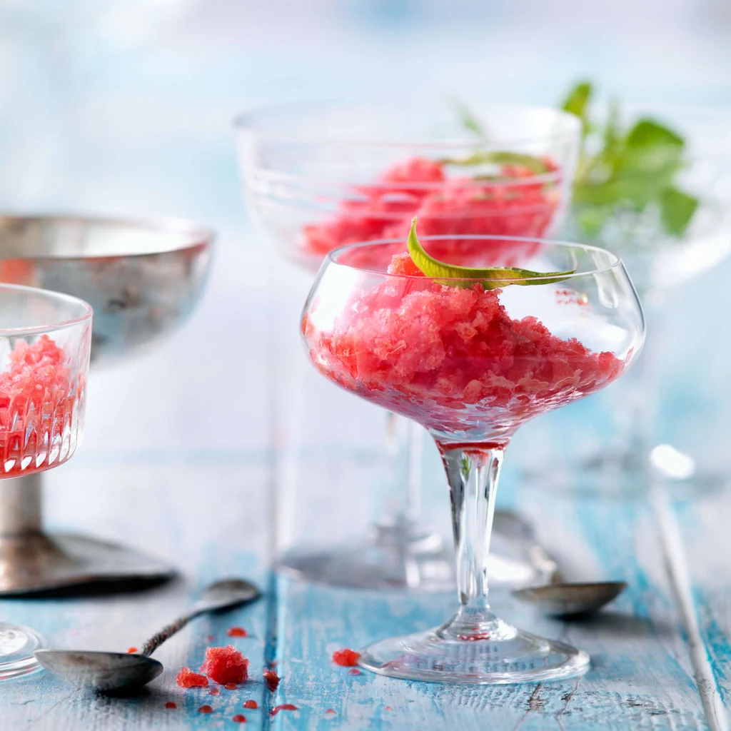 Granité aux framboises avec verveine