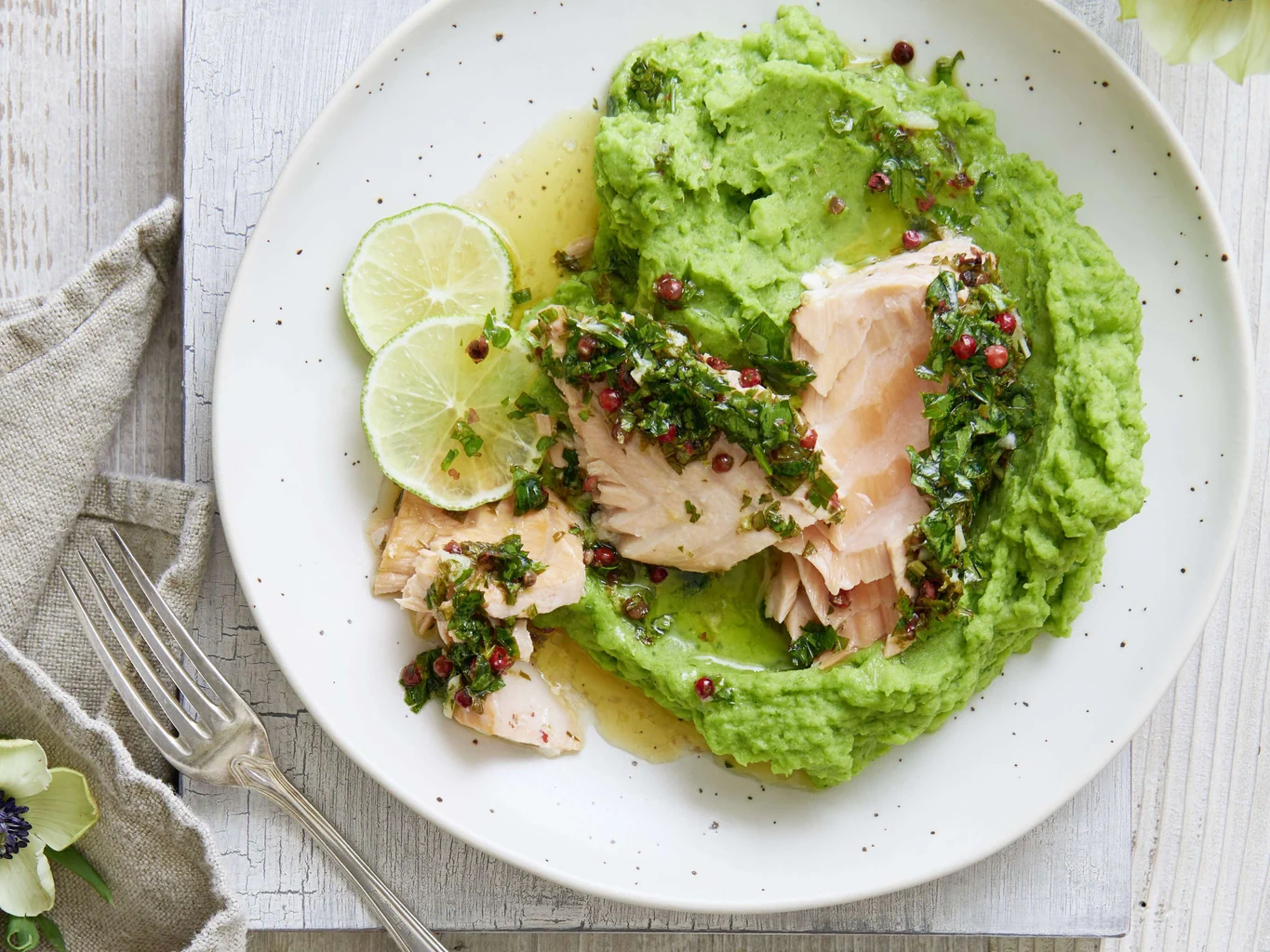 Limettenlachs mit Spinatstock
