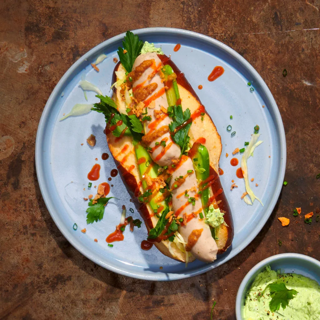 Hot dog alle erbe con salsiccia di Monaco