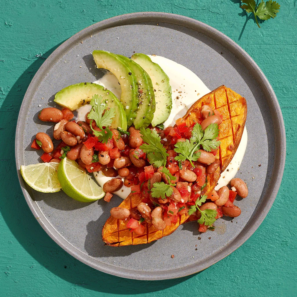 Süsskartoffel mit Bohnensalsa
